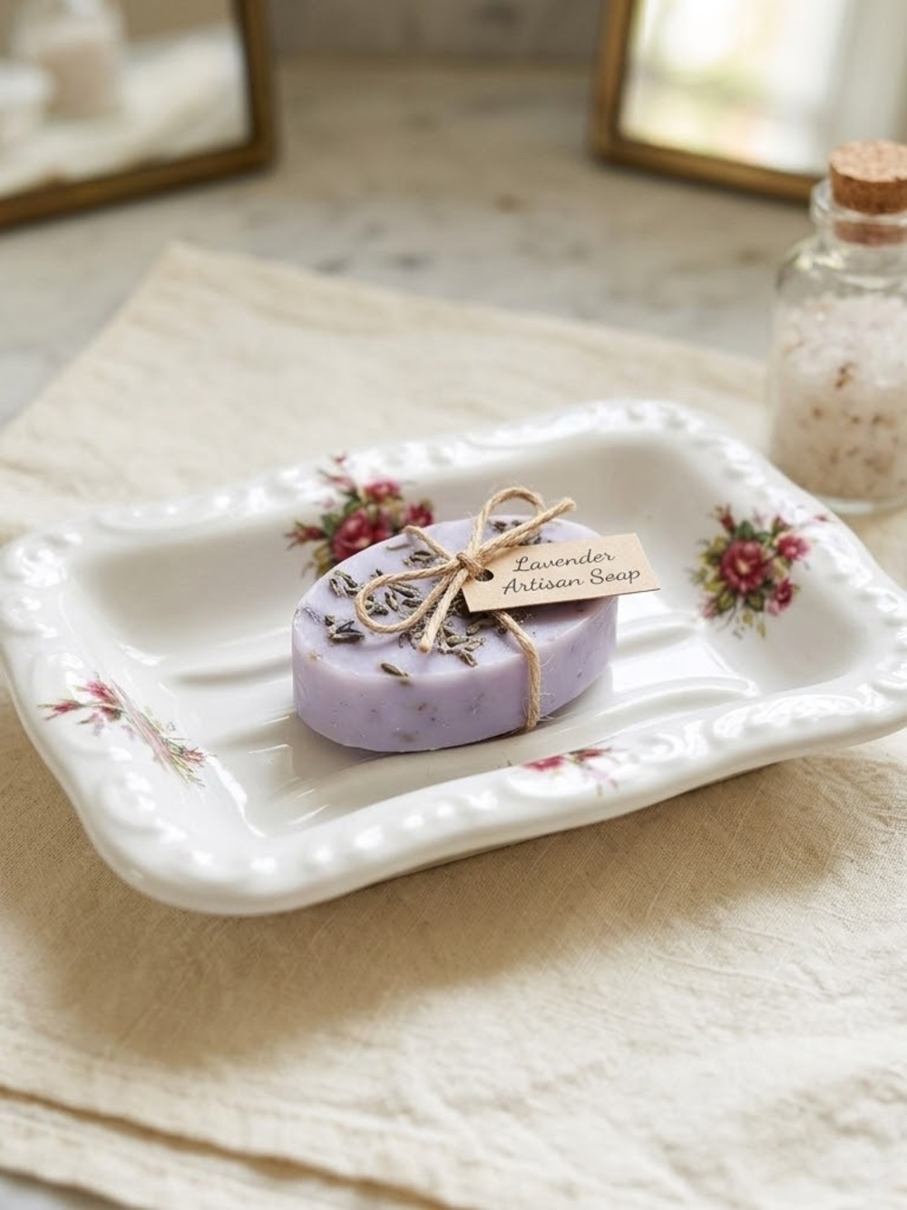 Vintage Athena Glynda Turley Rose Rhapsody Ceramic Soap Dish Pink Floral USA NWT